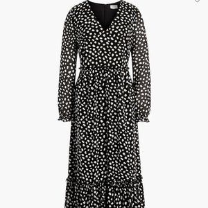 J. Crew crinkle v-neck midi dress black & white